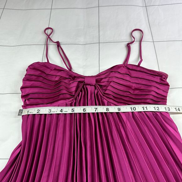 Petal & Pup Dress Womens 6 Magenta Vikki Pleated Sweatheart Midi Party Cocktail - Picture 12 of 14